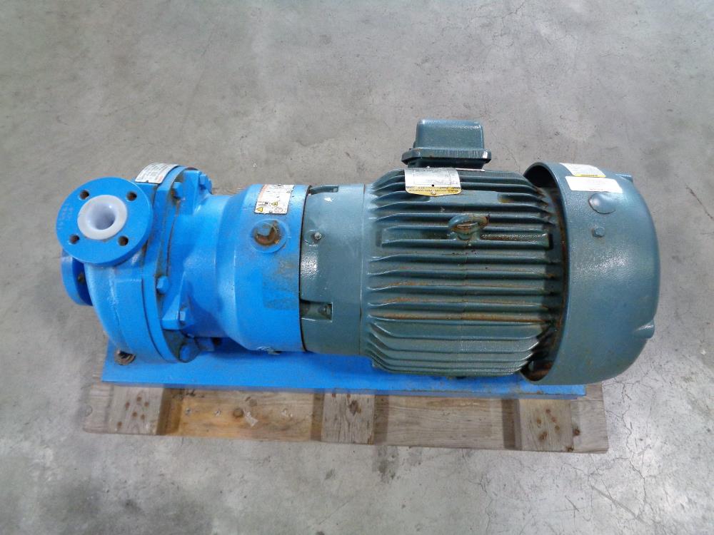 Goulds 3298 Chemical Process Pump 1" x 1.5"-8" Tefzel Lined w/ 7.5HP Motor